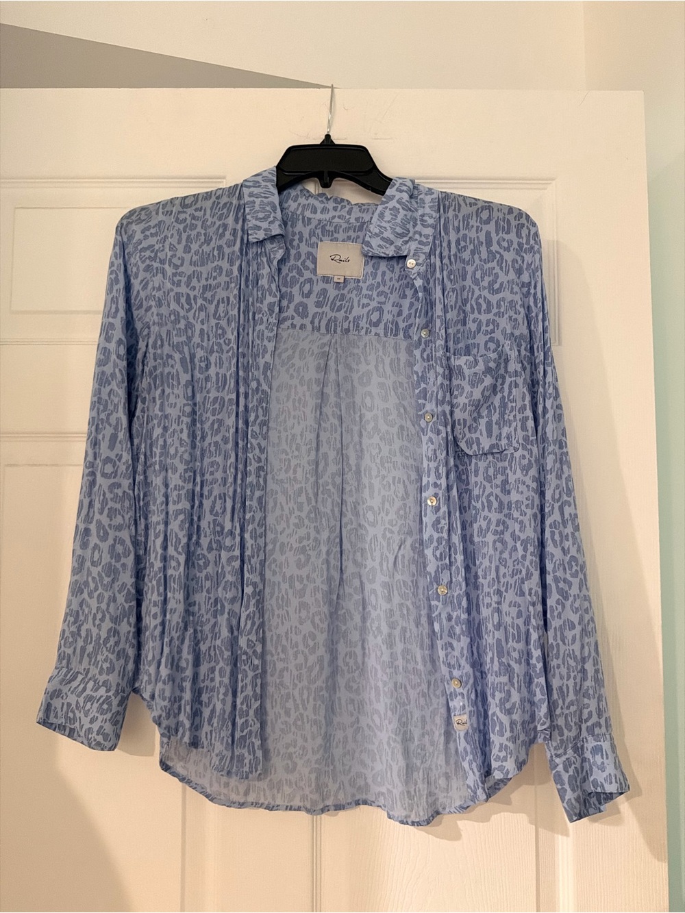 Rails Light Blue Leopard Print Button-Down Shirt